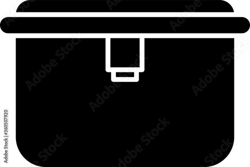 Black Lunch box icon isolated on white background. Vector Illustration.