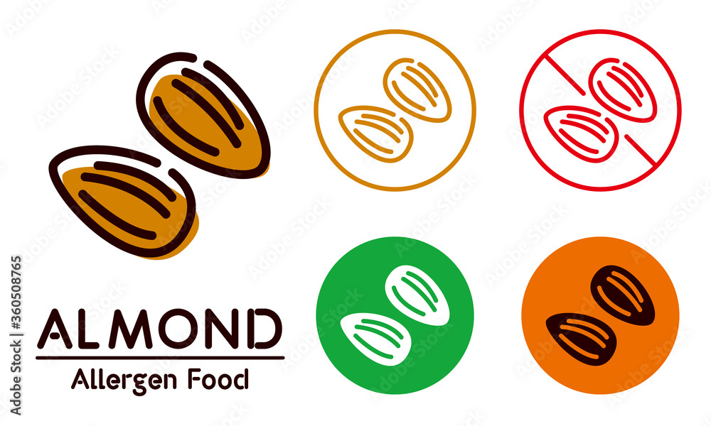 Almond icon / food allergy, allergen