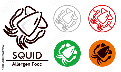 Squid icon / food allergy, allergen
