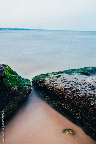 sea beach with big rocks