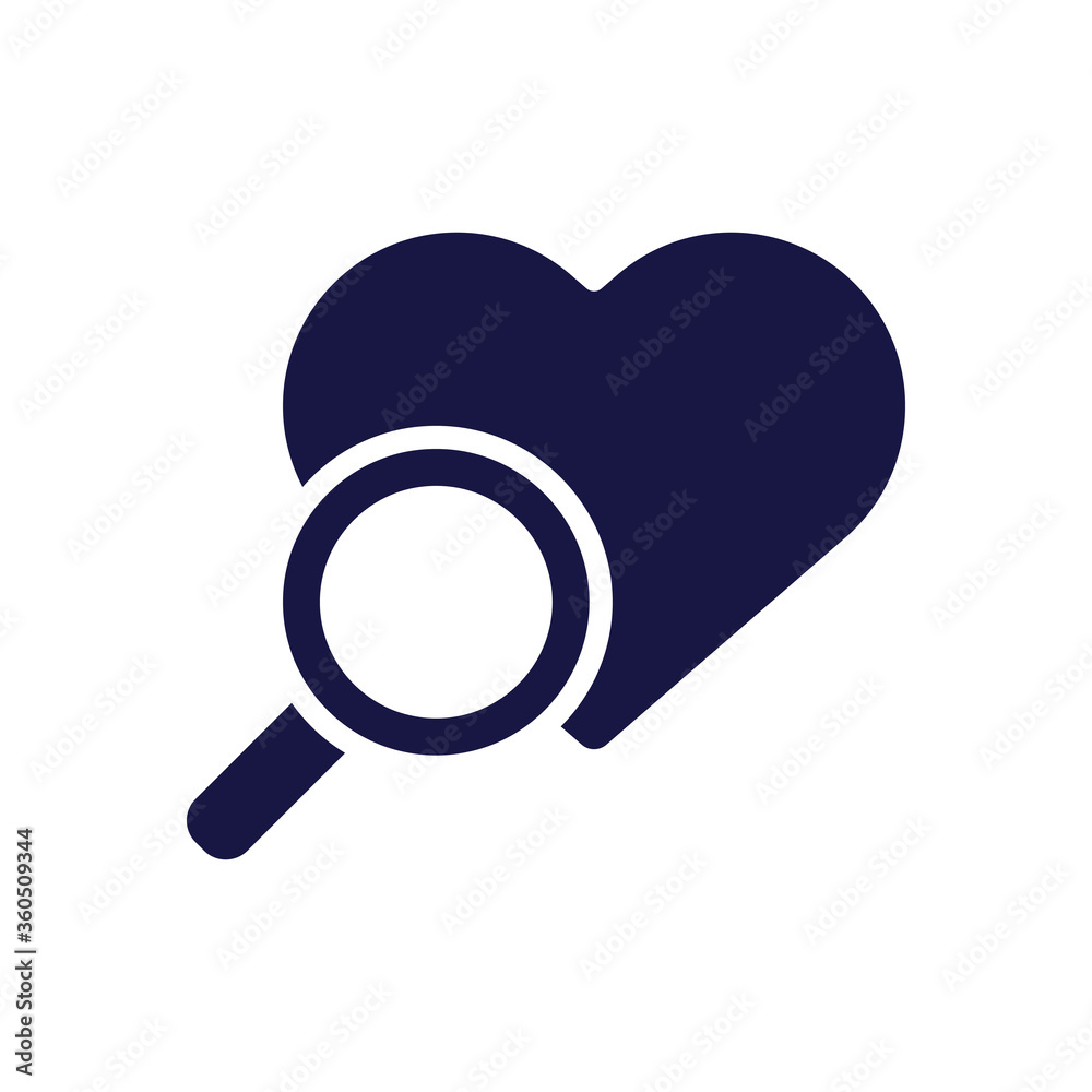 search magnifying glass with heart silhouette style icon search magnifying glass with heart silhouette style icon