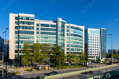 Panorama of Sluzew Przemyslowy - Industrial Sluzew - business quarter in Mokotow of Warsaw, Poland district along Rzymowskiego street