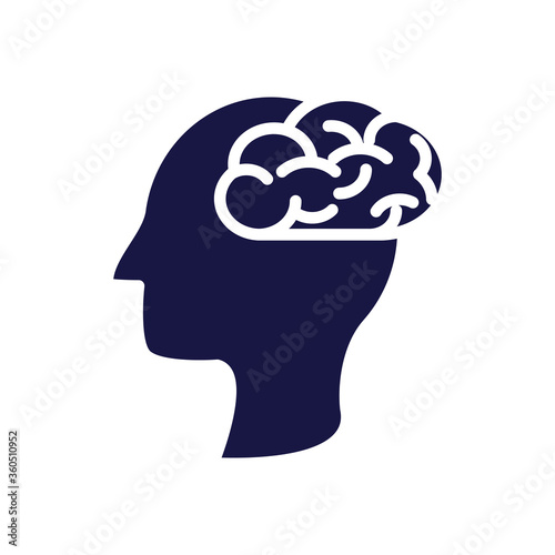 head human profile with brain silhouette style icon