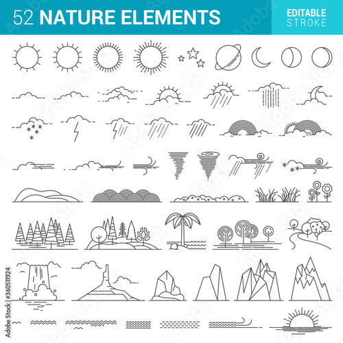 The Weather flat icons. Black