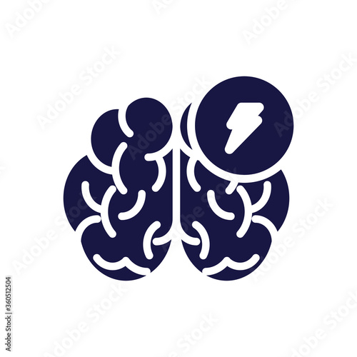 brain human with power ray silhouette style icon