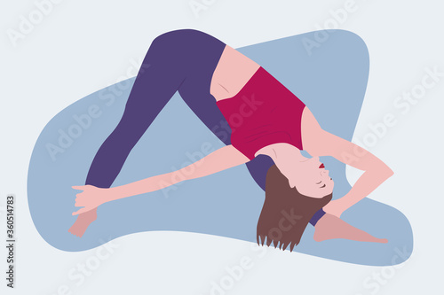 Yong woman is doing yoga.