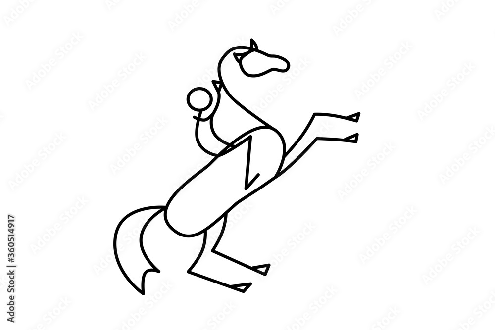 curved line drawing of rider as abstracted graphic symbol of show jumping or horse raising venue