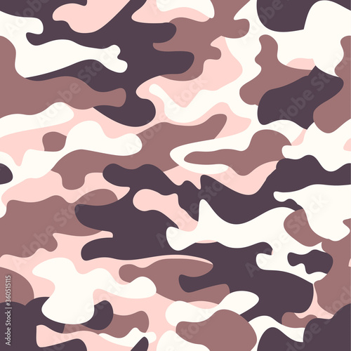 Modern fashion vector trendy camo pattern.Classic clothing style masking camo repeat print. brown black olive colors forest texture. Design element. Vector illustration.
