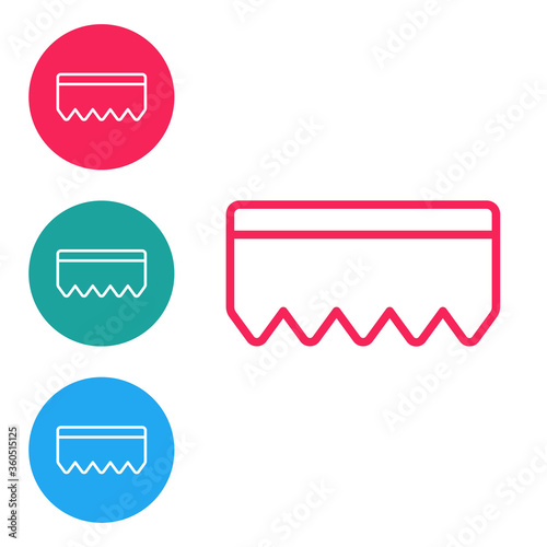Red line Sponge with bubbles icon isolated on white background. Wisp of bast for washing dishes. Cleaning service logo. Set icons in circle buttons. Vector Illustration.