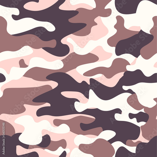 Modern fashion vector trendy camo pattern.Classic clothing style masking camo repeat print. brown black olive colors forest texture. Design element. Vector illustration. © lupascoroman