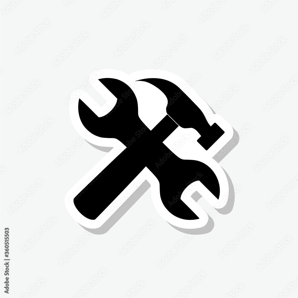 Tools sticker icon isolated on grey background Tools sticker icon isolated on grey background