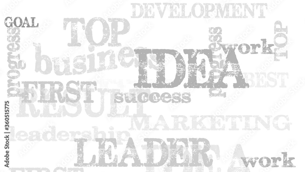 business banner with pattern of grey motivational words on light background