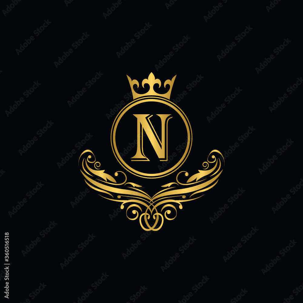 Golden letter N logo Luxury letter with crown. Monogram alphabet . Beautiful royal initials letter. template logo for design
Golden letter N logo Luxury letter with crown. Monogram alphabet . Beautiful royal initials letter. template logo for design