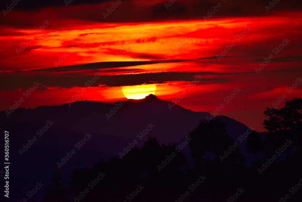 Sunset over the mountain