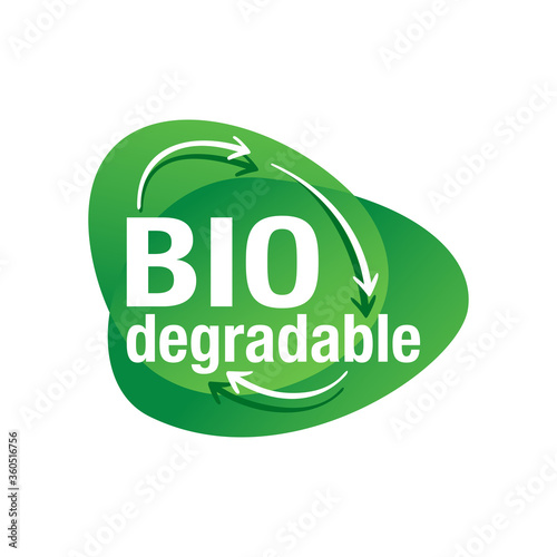 Biodegradable material sign - pictogram for eco-friendly compostable production - environment protection emblem