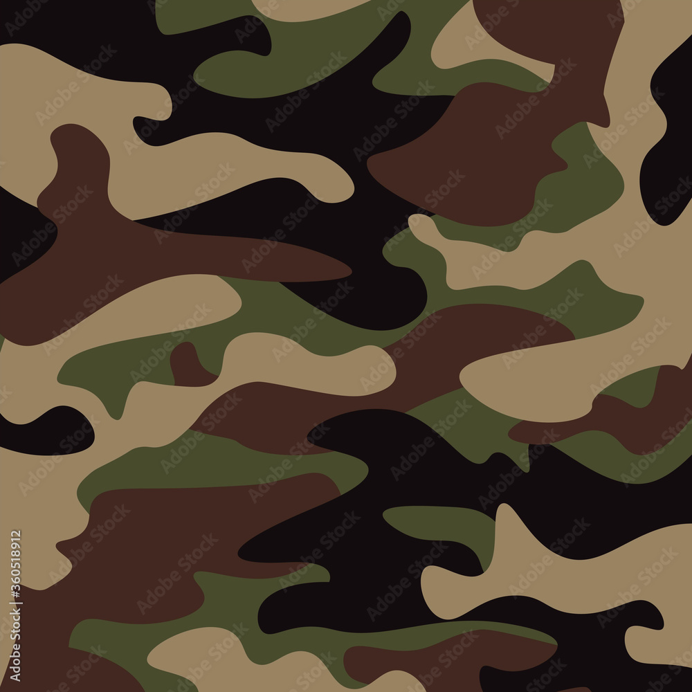 Camouflage pattern background. Classic clothing style masking camo