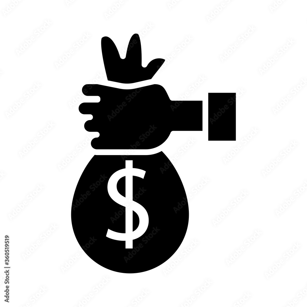 hand with money bag silhouette style icon hand with money bag silhouette style icon
