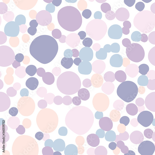 Cute colored pebbles seamless pattern on white background. Funny polka dot wallpaper