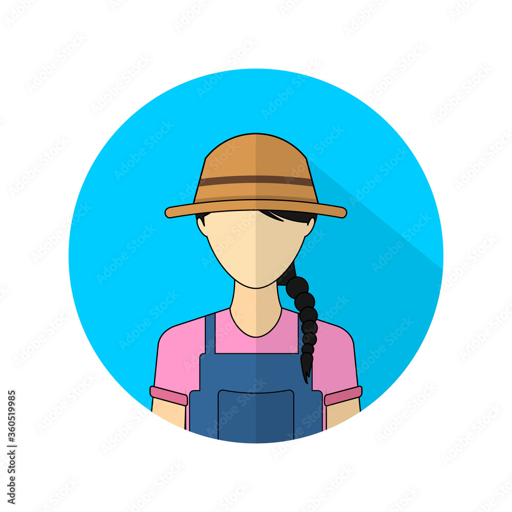 vector illustration of the female farmer avatar icon