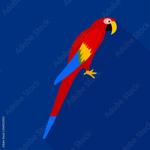 Colorful parrot cartoon flat icon. Brazil. Vector illustration.