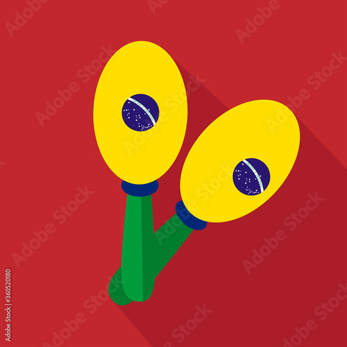 Maracas cartoon flat icon. Brazil. Vector illustration.