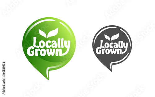 Locally grown stamp - eco-friendly emblem for packaging of regional farming fruits or vegetables - isolated vector pictogram