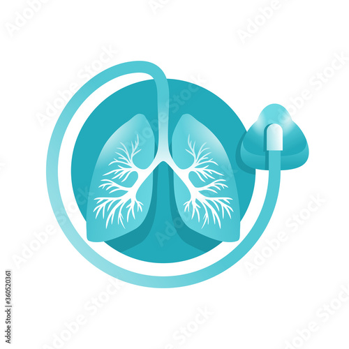 Ventilator icon - machine for mechanical ventilation of lungs - medical equipment emblem 