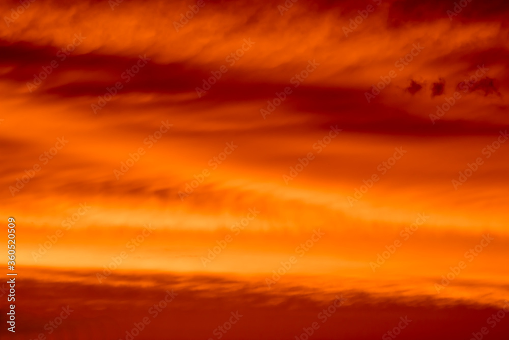 Vibrant orange sunset sky