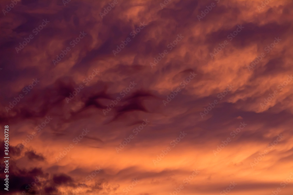 Purple and orange sunset in the clouds