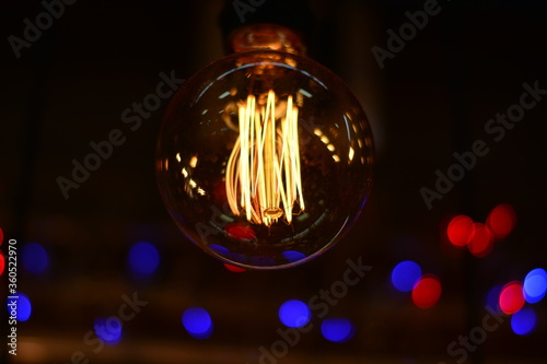 Incandescent light bulbs at night