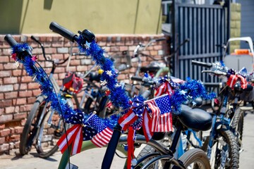 bicycles with 4th of July decorations 
