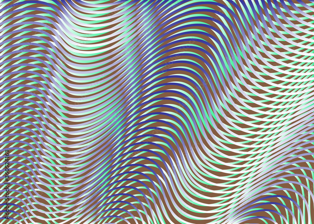 Multi color mesh linear background with moire effect optical illusion and fluidly rainbow colors. Wavy vector composition of intersecting lines resembling waves. Multi color mesh linear background with moire effect optical illusion and fluidly rainbow colors. Wavy vector composition of intersecting lines resembling waves.