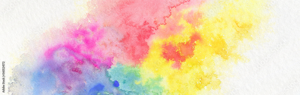 Abstract color watercolor cloud and ink blot painted background.
