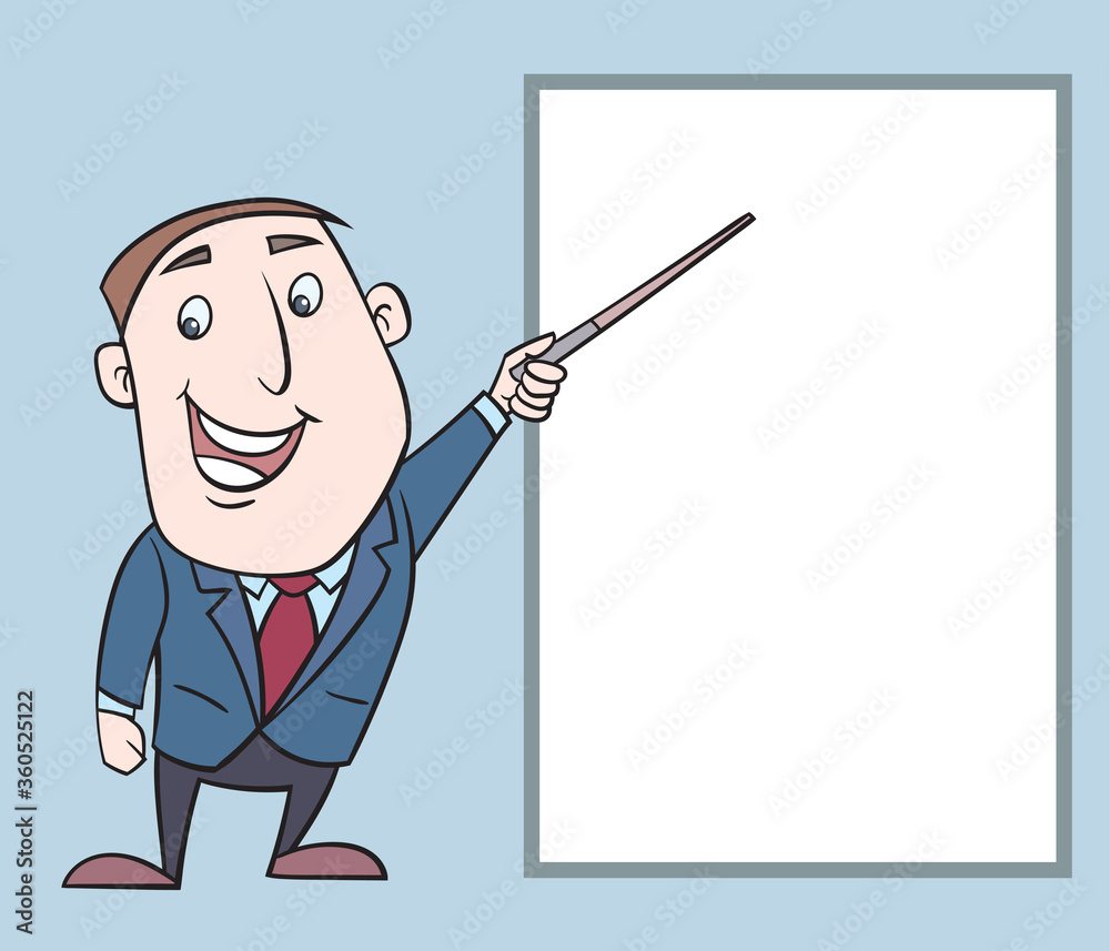 Comic characters business people point blank white board. Pop art hand drawn style vector design illustrations. Comic characters business people point blank white board. Pop art hand drawn style vector design illustrations.