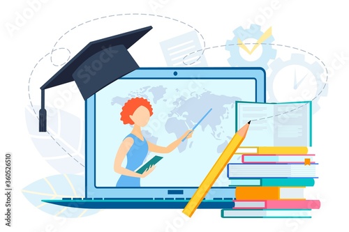 Online education, distance learning. Flat modern illustration concepts. Vector