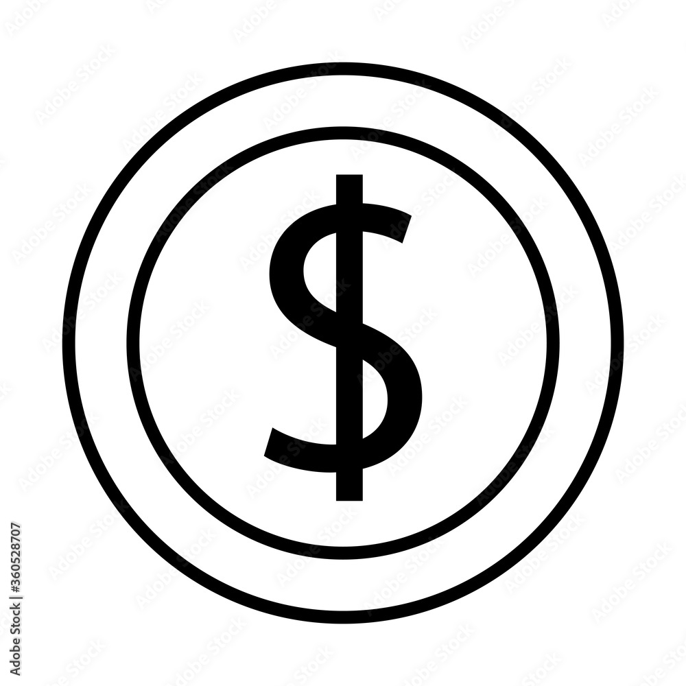 coin money dollar line style coin money dollar line style