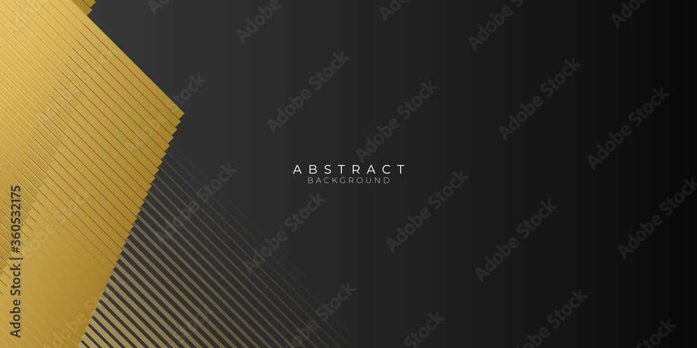 Plakat Elegant yellow gold black background with 3D overlap layer on black background with blank copy space. Vector illustration design for presentation, banner, cover, web, flyer, card, poster, wallpaper