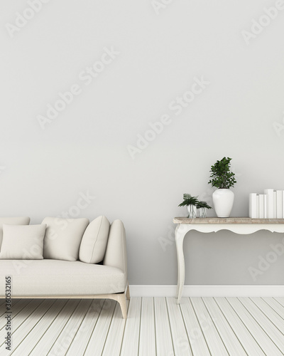 Living room interior.Relax space in condominium.empty room with sofa and table . -3d rendering