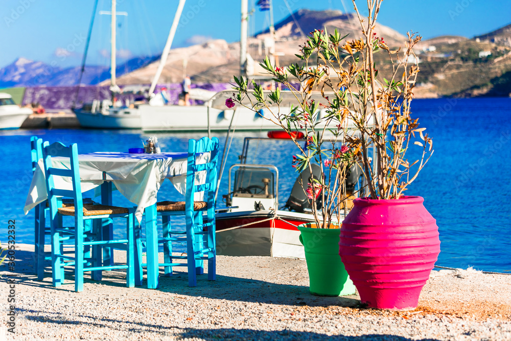 Charming traditional seaside taverns (restaurants) of Greece - Pantelli beach, Leros. Dodecanese