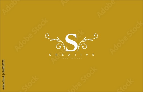 S Letter Graceful Floral Monogram Design Template