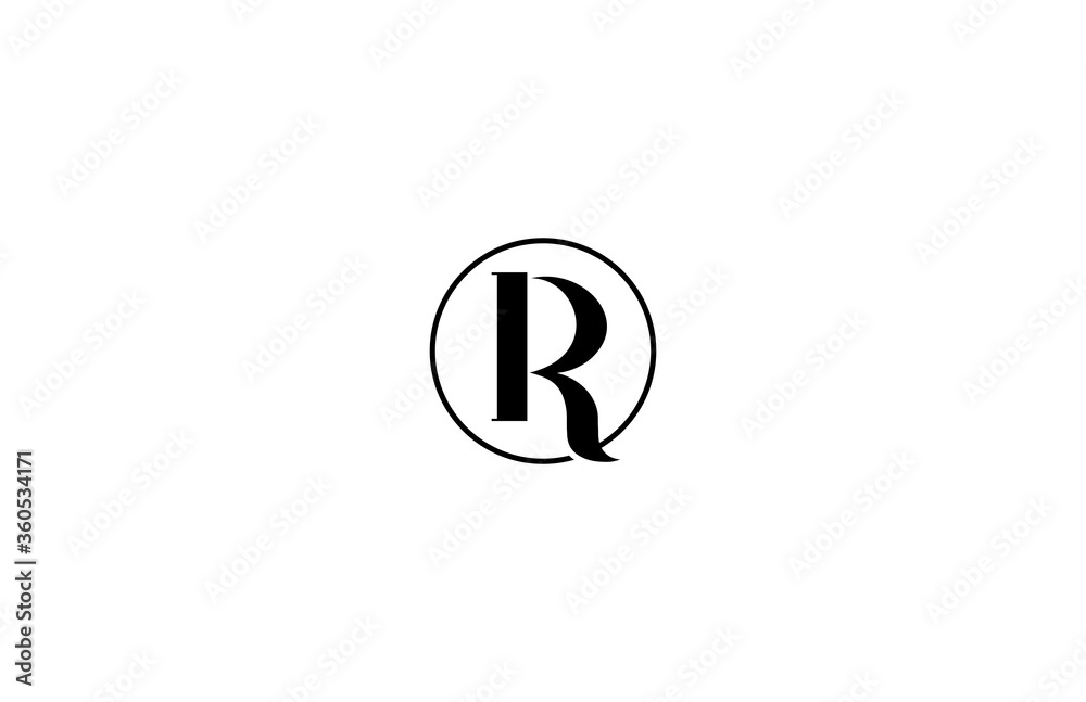 Monogram Modern Letter R Circle Logo Design Template