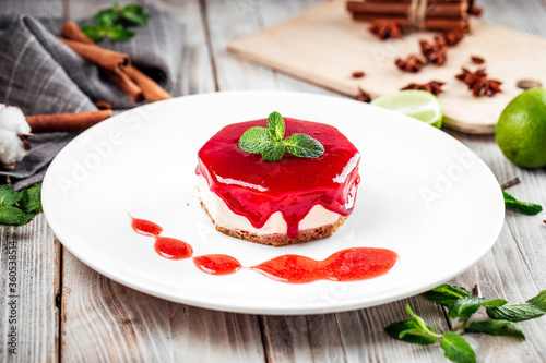 Dessert  strawberry cheesecake jam and mascarpone