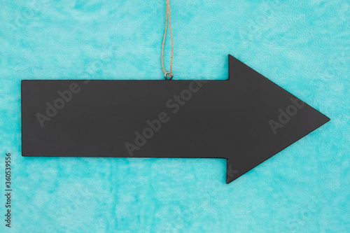 Blank hanging arrow chalkboard sign blue plush material