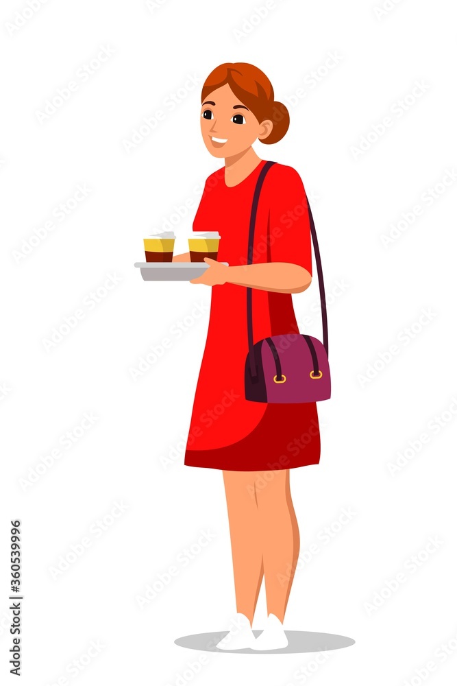 Woman coffee lover standing isolated on white Woman coffee lover standing isolated on white