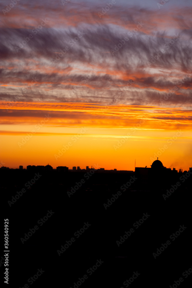  Sunset in the city, view from a high floor