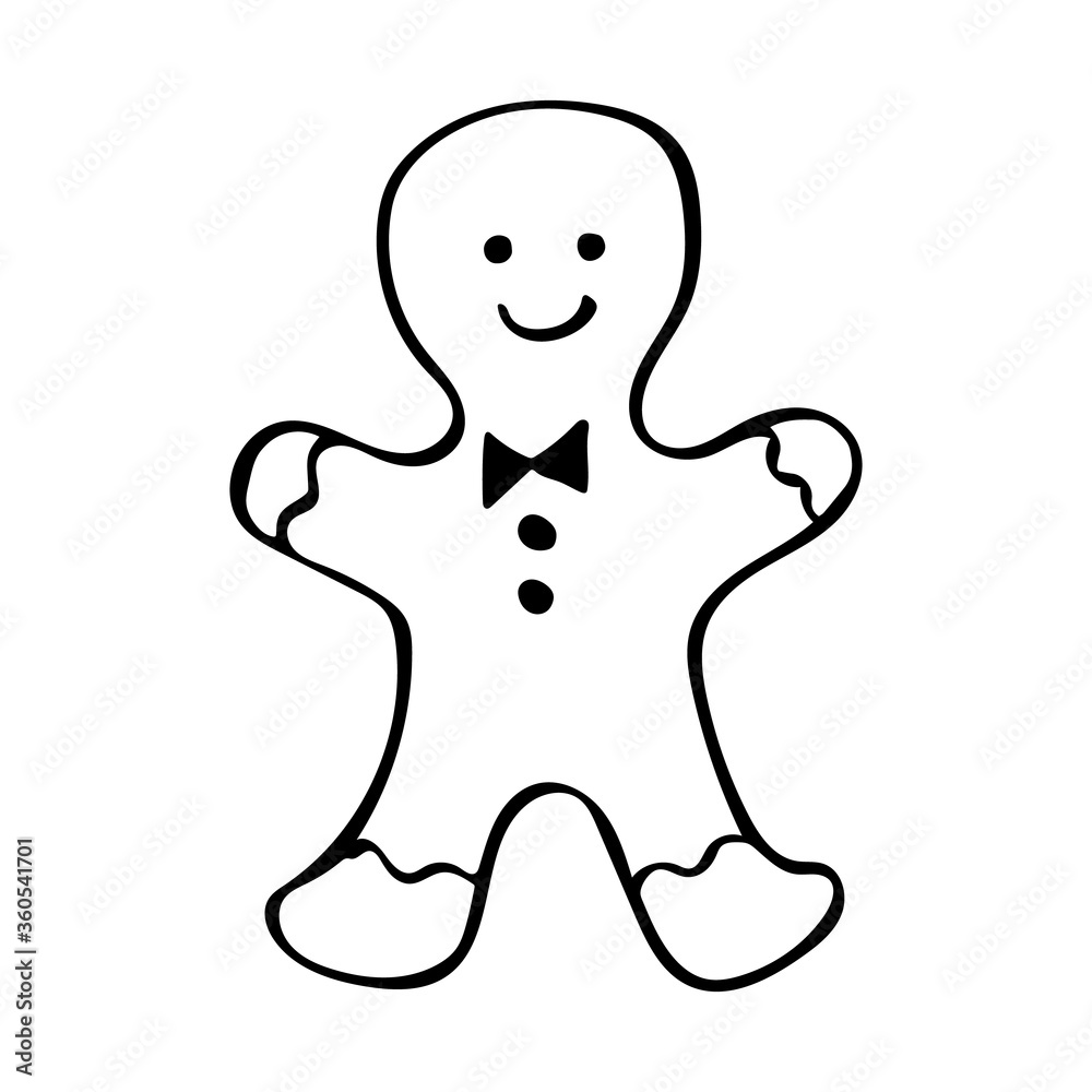 Ginger man in black and white, isolated simple hand drawn vector illustration in doodle style