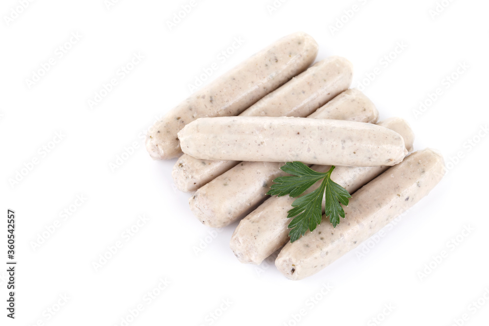 Pile of traditional bavarian white sausages Pile of traditional bavarian white sausages