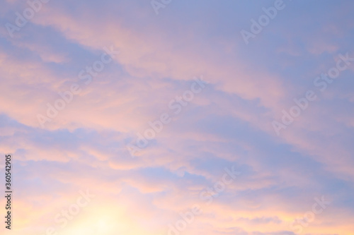 sunset sky and soft lilac clouds, background for text, background © Natalia