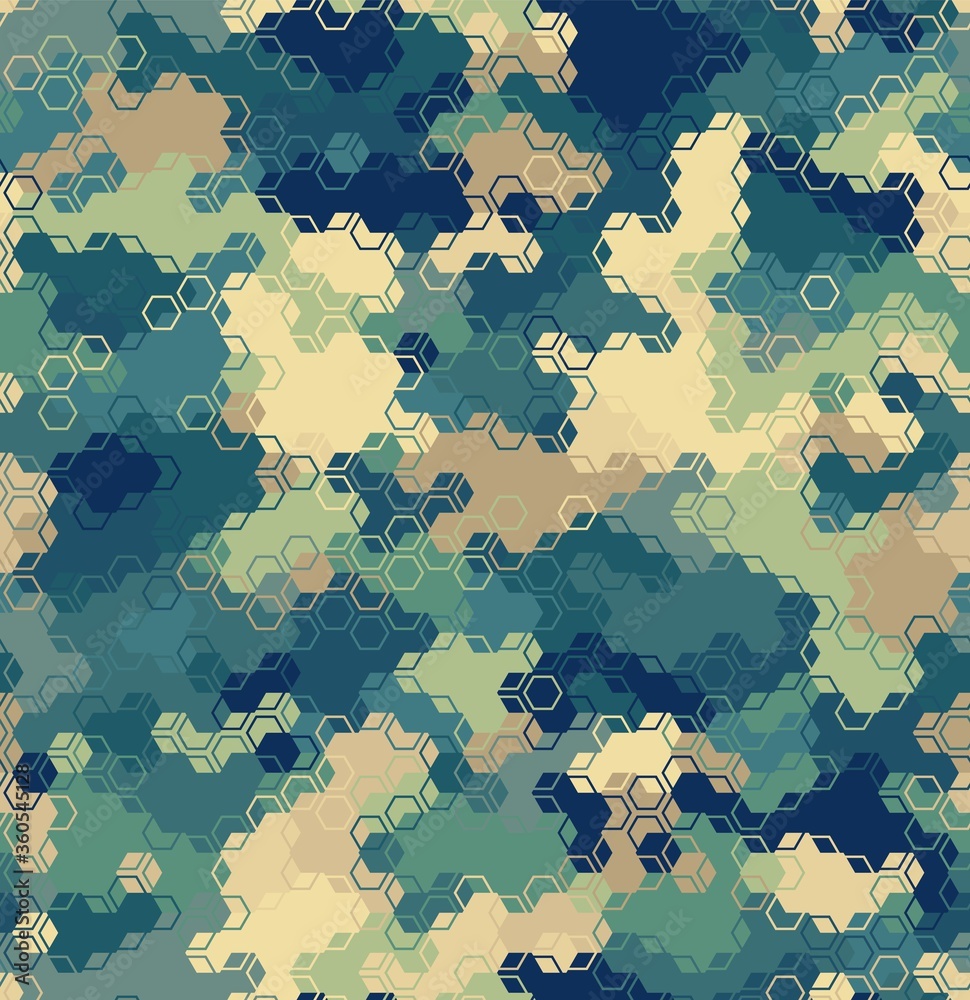 Modern camouflage with hexagons
