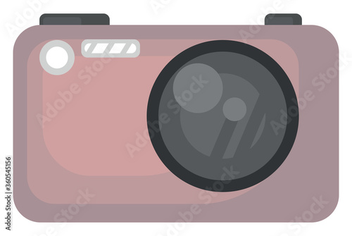 Pink camera, illustration, vector on white background